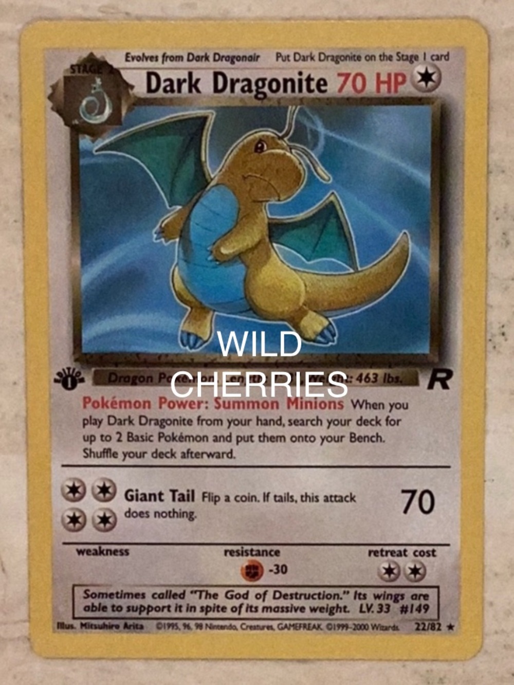 Dark Dragonite 1st Edition 2000 Pokemon Card 22/82 Non Holo Team Rocket Rare #22 - Picture 2 of 7
